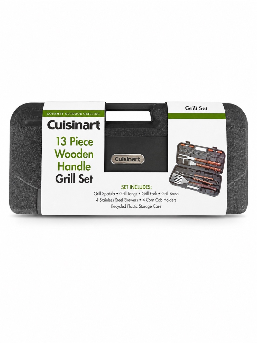 Cuisinart Discontinued 13-Piece Wooden Handle BBQ Grill Tool Set – NWT